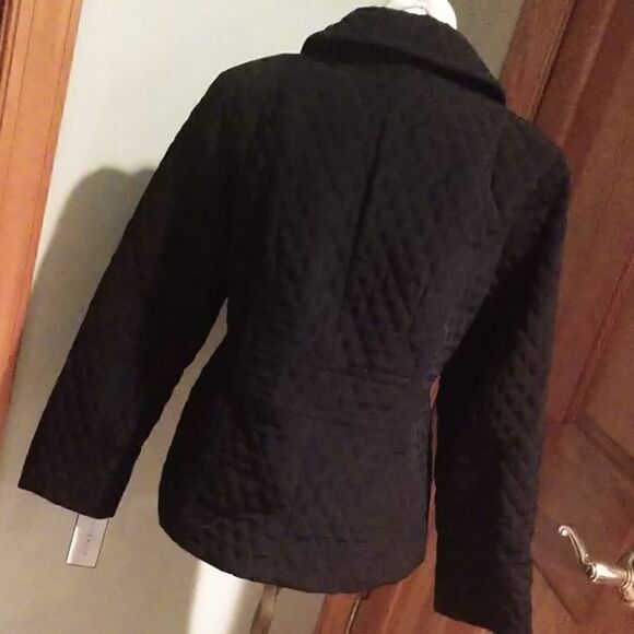New Anne Klein Black Quilted Coat Size Small - Picture 5 of 8